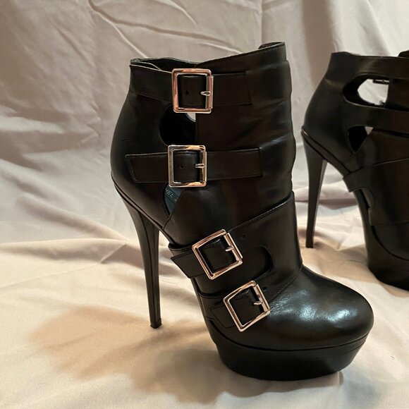 Rachel Zoe Danielle Buckle Stiletto Platform Booties Size 7 - Picture 3 of 13
